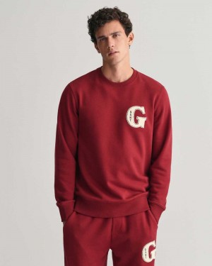 Gant G Graphic Crew Neck Men's Sweatshirts Plumped Red | EHJFU-5427