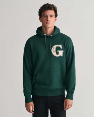 Gant G Graphic Men's Hoodie Tartan Green | XCBDN-0324