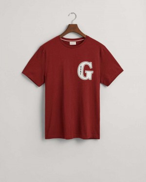 Gant G Graphic Men's T-Shirt Plumped Red | RLHGS-3482