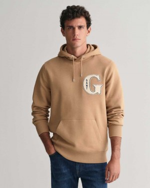 Gant G Graphic Men's Track Jackets Warm Khaki | GNAEV-6102