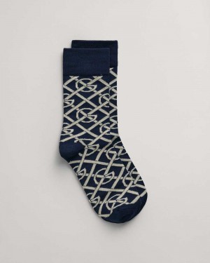 Gant G Patterned Women's Socks Evening Blue | PEAYS-6274