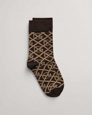 Gant G Patterned Women's Socks Rich Brown | RSJZF-0879