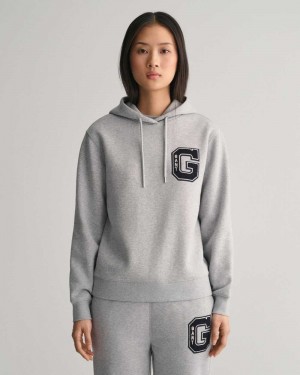 Gant G Women's Hoodie Grey Melange | BLMGF-5067