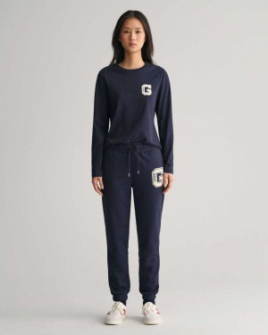 Gant G Women's Sweatpants Evening Blue | QJLOB-7815