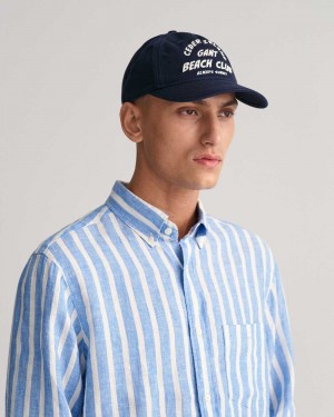 Gant Graphic Cotton Twill Men's Caps Evening Blue | WPAVU-1523