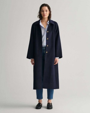 Gant Handstitched Car Women's Coats Evening Blue | ITVBK-2738