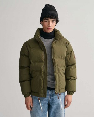 Gant Hiking Puffer Men's Jackets Dark Cactus | MVSOT-8502