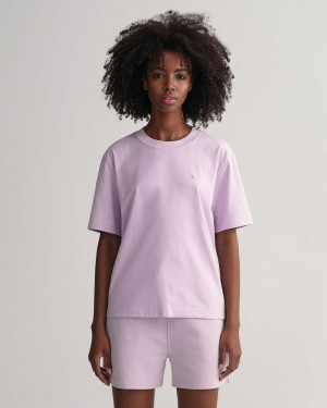 Gant Icon G Essential Women's T-Shirt Soothing Lilac | XSTYP-3416