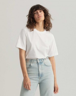 Gant Icon G Essential Women's T-Shirt White | HBLJO-7489