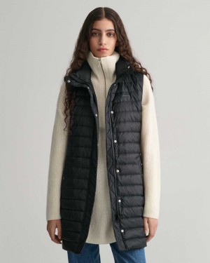 Gant Light Down Long Women's Vest Black | ZJBLO-5087