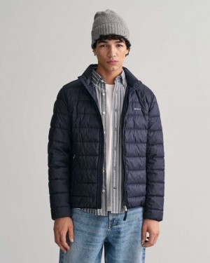 Gant Light Down Men's Jackets Evening Blue | JXBEP-9635