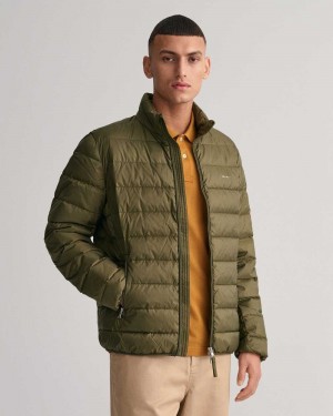 Gant Light Down Men's Jackets Juniper Green | GOEJC-8046