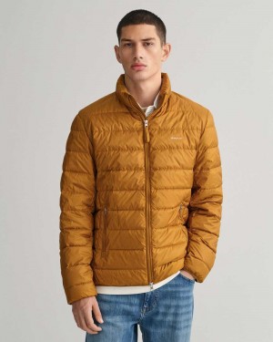 Gant Light Down Men's Jackets Warm Brown | CPOZA-8043