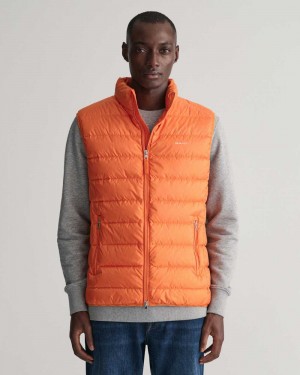 Gant Light Down Men's Vest Pumpkin Orange | WBRJL-6549