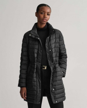 Gant Light Down Women's Coats Black | VJOEP-6213