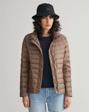 Gant Light Down Women's Jackets Desert Brown | IHGJC-9704