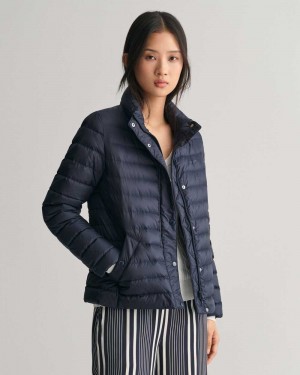 Gant Light Down Women's Jackets Evening Blue | SFWBN-4758