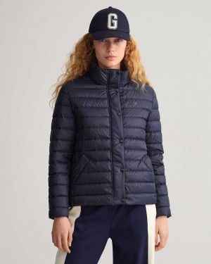 Gant Light Down Women's Jackets Evening Blue | NRBEF-9416