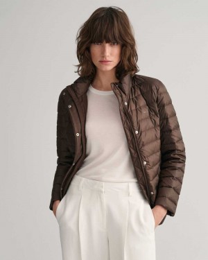 Gant Light Down Women's Jackets Rich Brown | UJPIN-1682