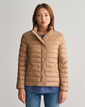 Gant Light Down Women's Jackets Warm Khaki | LHECT-1573