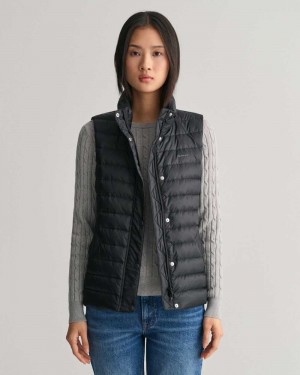 Gant Light Down Women's Vest Black | QBKNC-9023