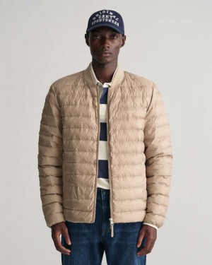 Gant Light Padded Bomber Men's Jackets Cold Beige | JKUEB-3705