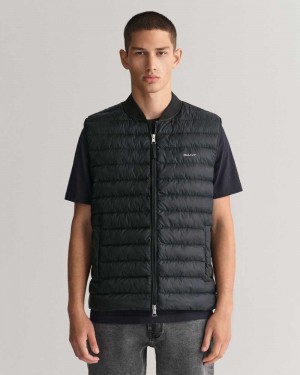 Gant Light Padded Bomber Men's Vest Black | JFKAE-0289