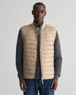 Gant Light Padded Bomber Men's Vest Cold Beige | FSXKH-4305