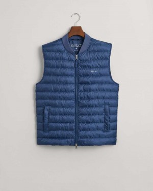 Gant Light Padded Bomber Men's Vest Dusty Blue Sea | QTRIZ-3578