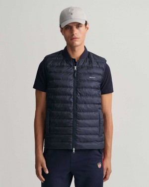 Gant Light Padded Bomber Men's Vest Evening Blue | UPWSC-2346