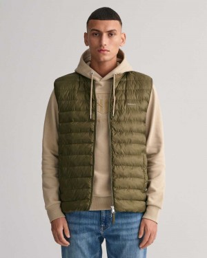 Gant Light Padded Bomber Men's Vest Juniper Green | SXAQN-9236