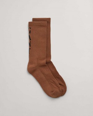 Gant Logo Sport Women's Socks Cinnamon Brown | EUACQ-0289