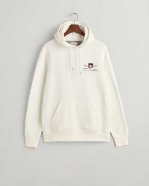 Gant Medium Archive Shield Men's Hoodie Beige White | RCYSP-1950