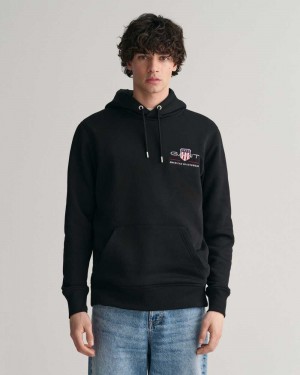 Gant Medium Archive Shield Men's Hoodie Black | VMBID-2491