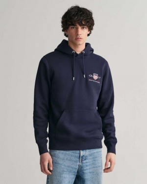 Gant Medium Archive Shield Men's Hoodie Evening Blue | SUHOA-2130