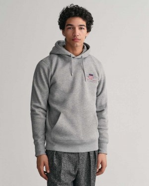 Gant Medium Archive Shield Men's Hoodie Grey Melange | NYDVH-2761