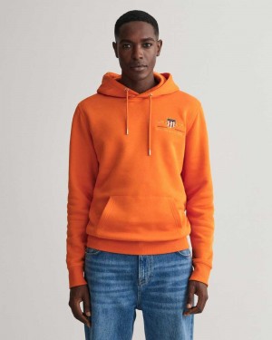 Gant Medium Archive Shield Men's Hoodie Pumpkin Orange | GAPER-7350