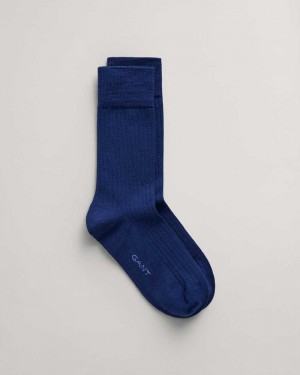 Gant Merino Wool Men's Socks Deep Blue | VJRDF-0948