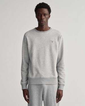 Gant Original Crew Neck Men's Sweatshirts Grey Melange | TABZJ-9108