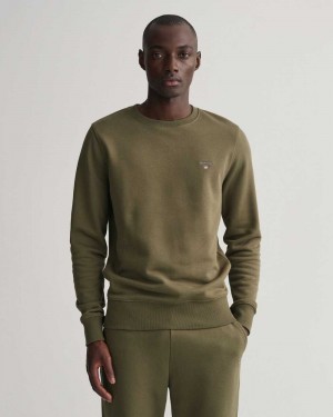 Gant Original Crew Neck Men's Sweatshirts Racing Green | SUIGP-4715