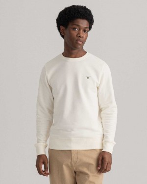 Gant Original Crew Neck Men's Sweatshirts Beige White | RVTMZ-6328