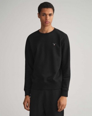 Gant Original Crew Neck Men's Sweatshirts Black | KXLNF-4052