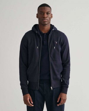 Gant Original Full-Zip Men's Hoodie Evening Blue | PAVMK-2950