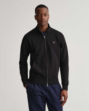 Gant Original Full-Zip Men's Track Jackets Black | GKBFH-9357