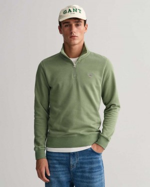 Gant Original Half-Zip Men's Sweatshirts Kalamata Green | JPYMV-3170