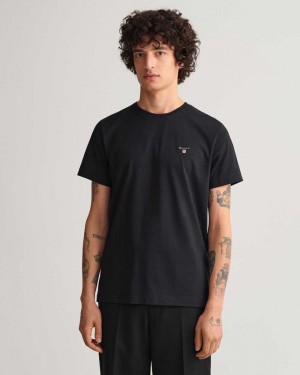 Gant Original Men's T-Shirt Black | POCND-1627