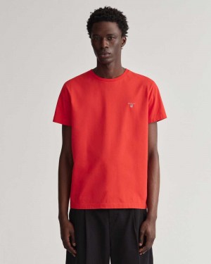 Gant Original Men's T-Shirt Bright Red | GQMUV-7512