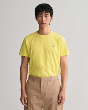 Gant Original Men's T-Shirt Clear Yellow | WUSFH-8346