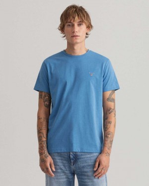 Gant Original Men's T-Shirt Day Blue | OKCWG-0463