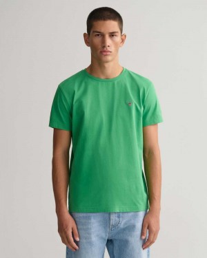 Gant Original Men's T-Shirt Mid Green | YUEWT-5407